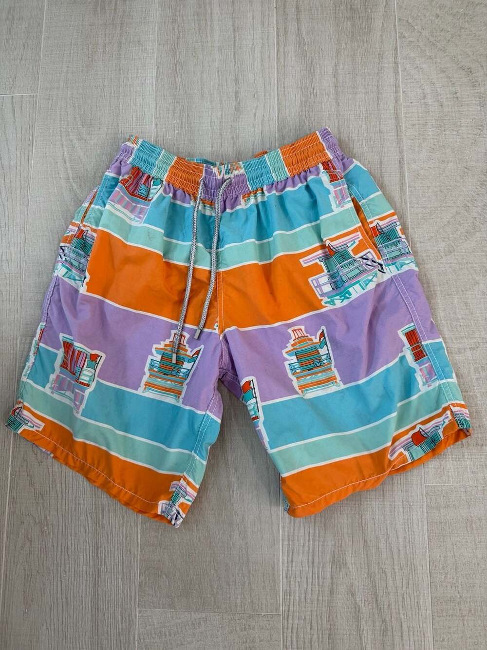 Vilebrequin Beach Hut Print Swim Trunks Size XL 8 Inch